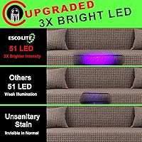 Vista 6 de ESCO LITE Linternas UV de luz negra para detección de orina de mascotas, 51 LED, linterna de luz negra para manchas de perros y gatos, linterna