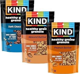 KIND Healthy Grains Clusters, Granola Variety Pack, Healthy Snacks, Good Source of Fiber, Gluten Free, Whole Grains and Oats, 10g Protein, 3 Count