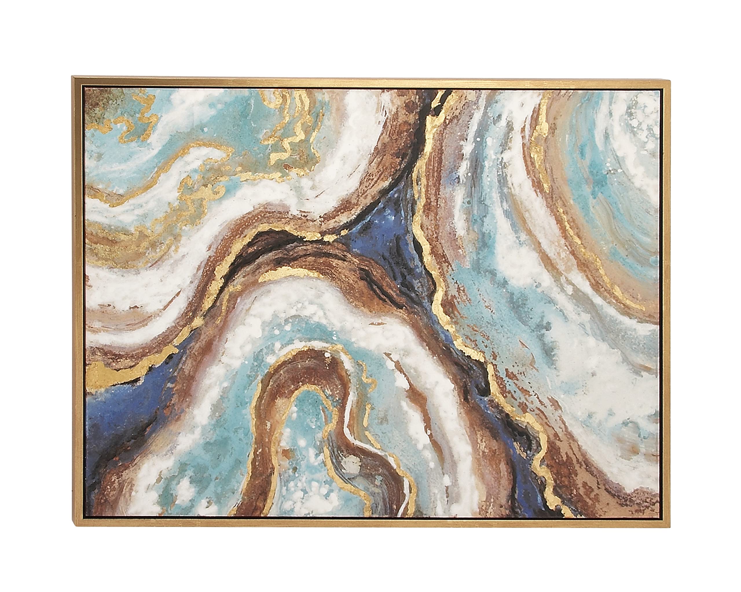 Deco 79 Canvas Geode Framed Wall Art with Gold Frame, 47" x 2" x 36", Multi Colored