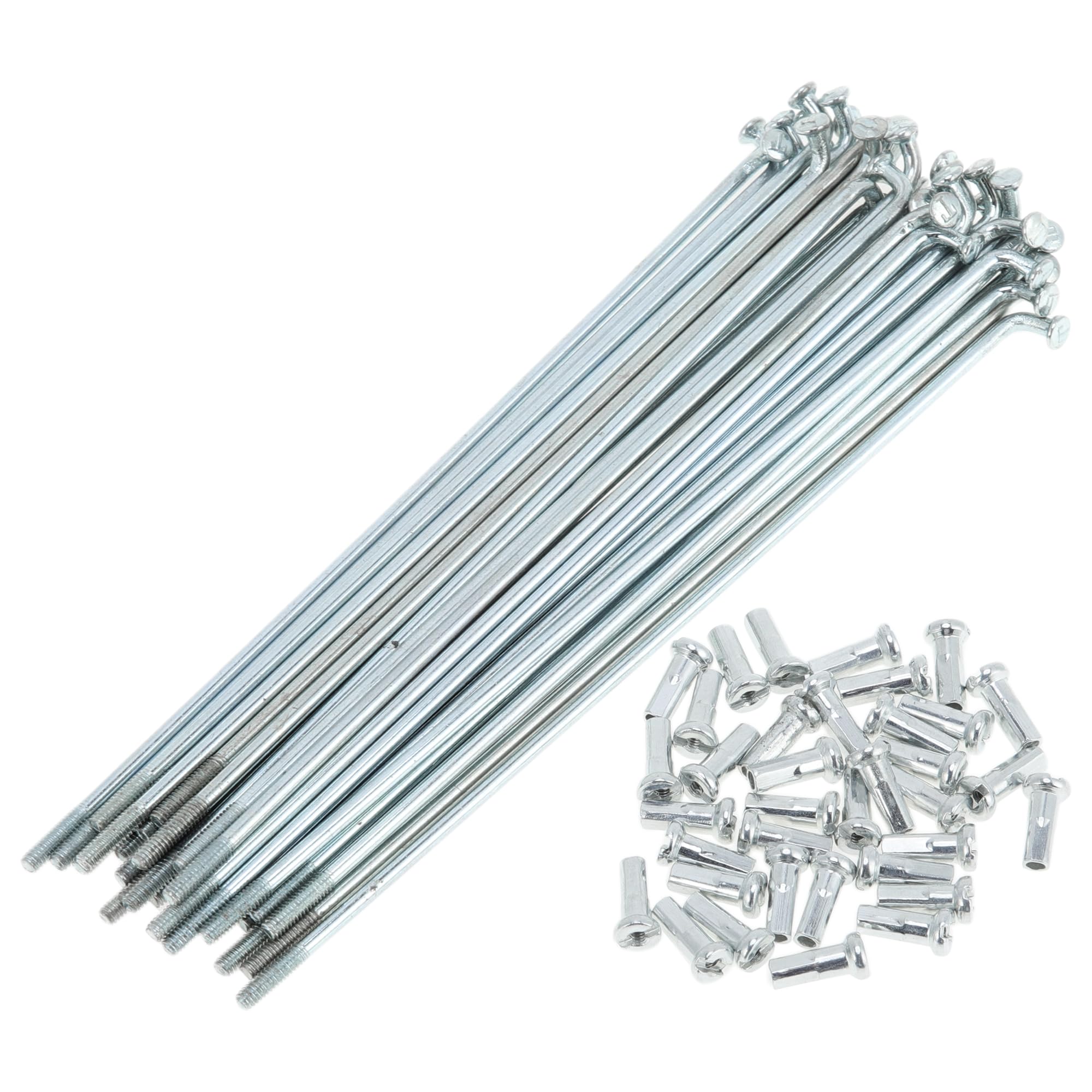 A ABSOPRO 36 Set 14G Bicycle Spokes 116mm Bike Wheel Spokes Galvanized Carbon Steel Silver Tone