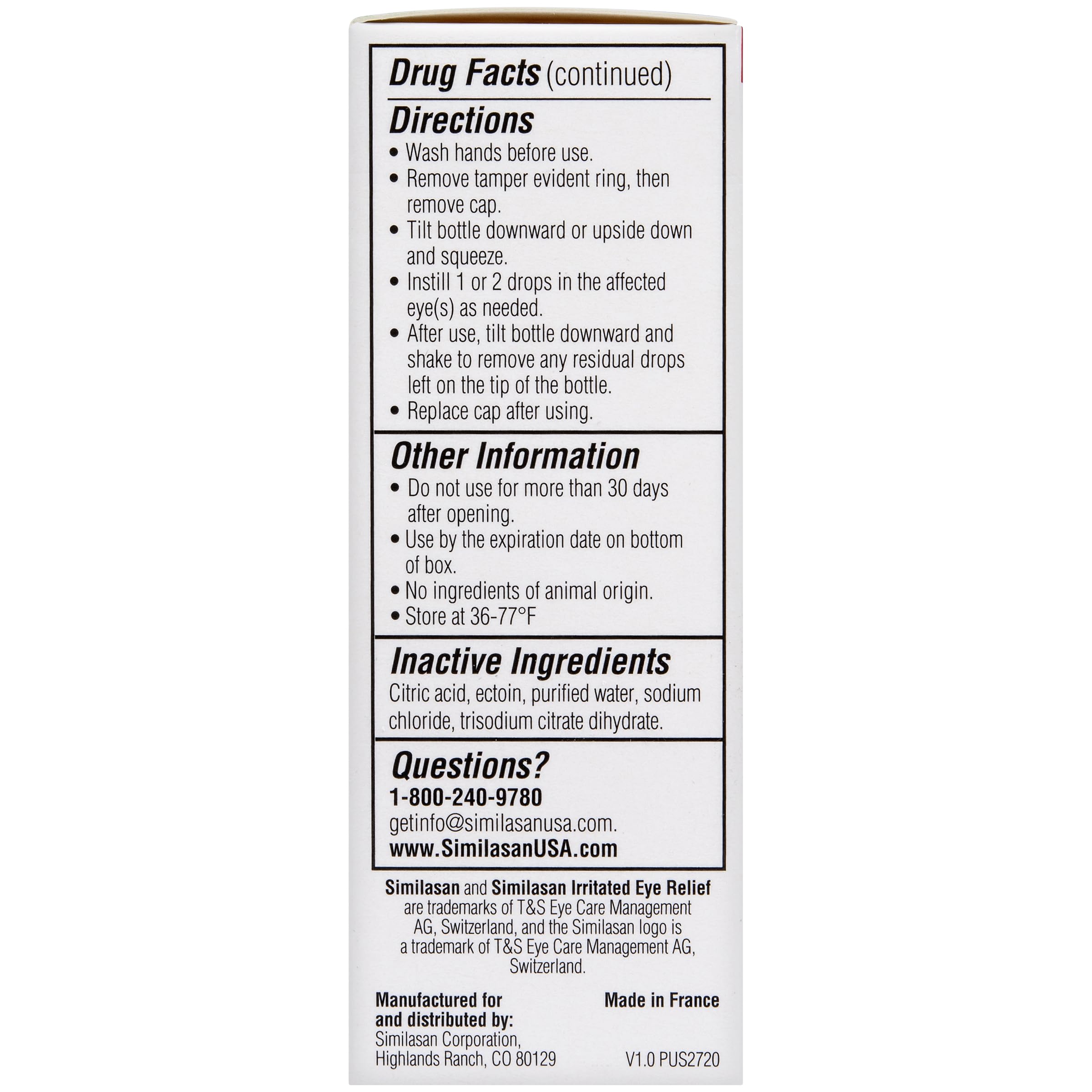 Similasan Irritated Eye Relief Drops, Instant Relief and Long-Lasting Comfort, Naturally Inspired Ingredients for Irritated Eyes, Mimics Natural Tears, Preservative-Free, Contact Lens Friendly, 10ml — Amazon image 10
