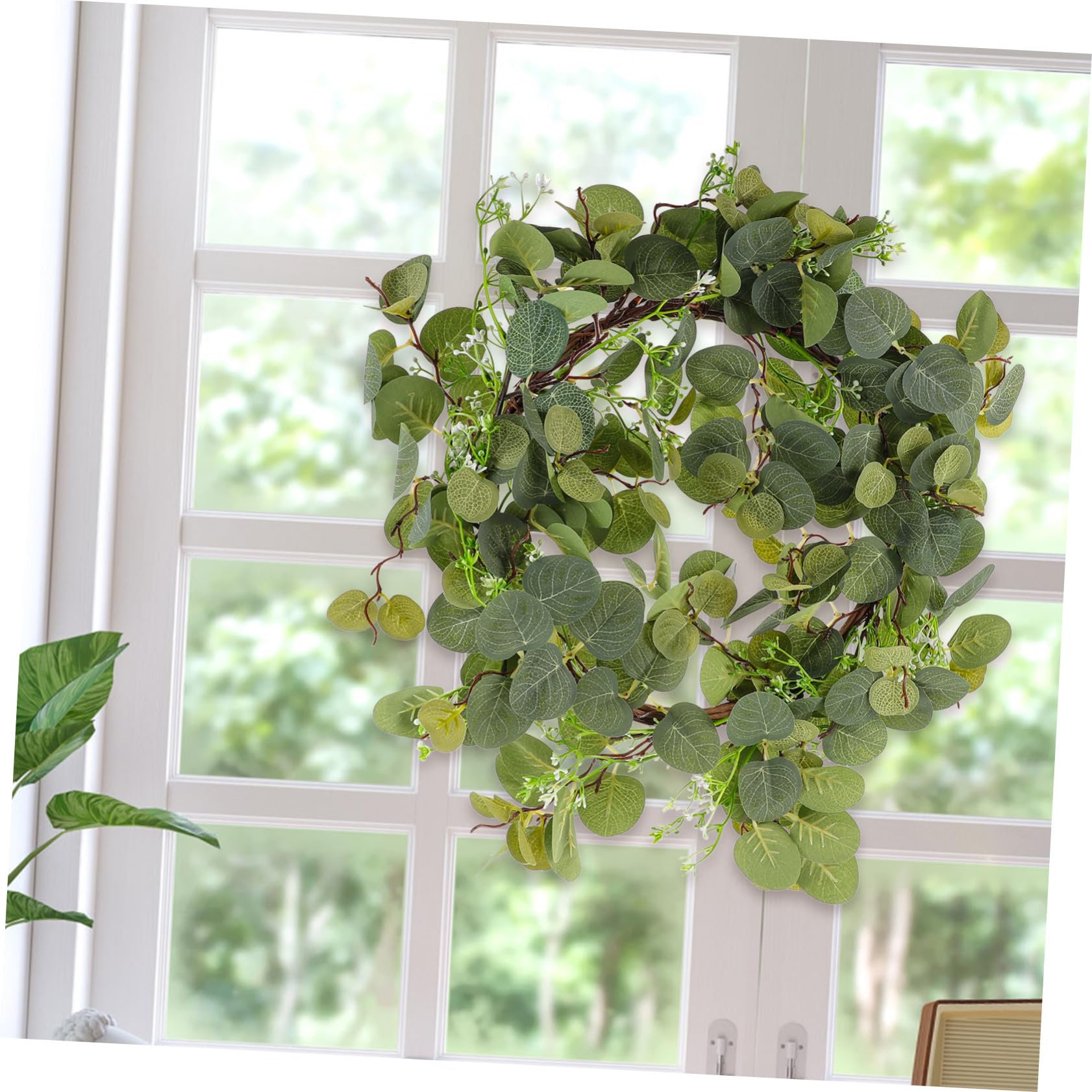 Eucalipto Adorno para Puerta Guirnalda Decorativa para Boda Decoración para Ventana De Sala De Estar Guirnalda De Plantas Artificiales para Primavera