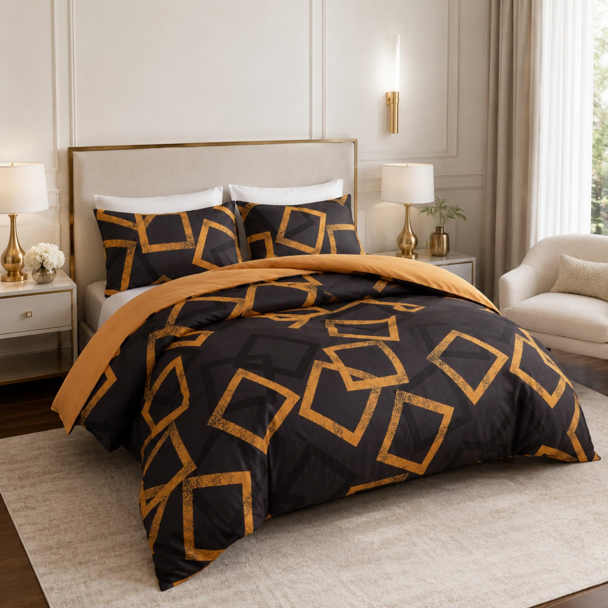 Grace Black Super King Duvet Set - Premium Microfiber Superking Duvets Sets (260 X 220 Cm) 3 Pcs - Ultrasoft Hypoallergenic Reversible Quilt Cover Bedding Set With Zipper Closure