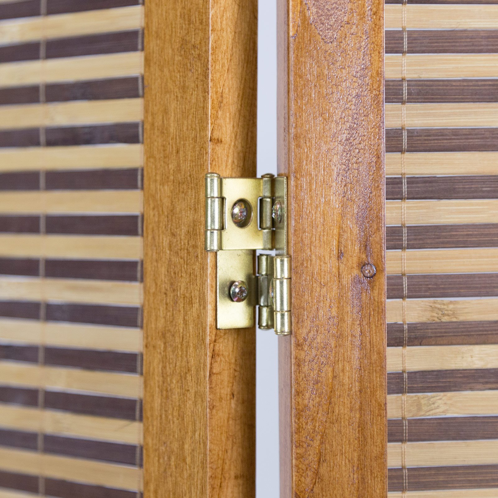 PEGANE Paravent en Bois Brun avec Bambou de 3 pans