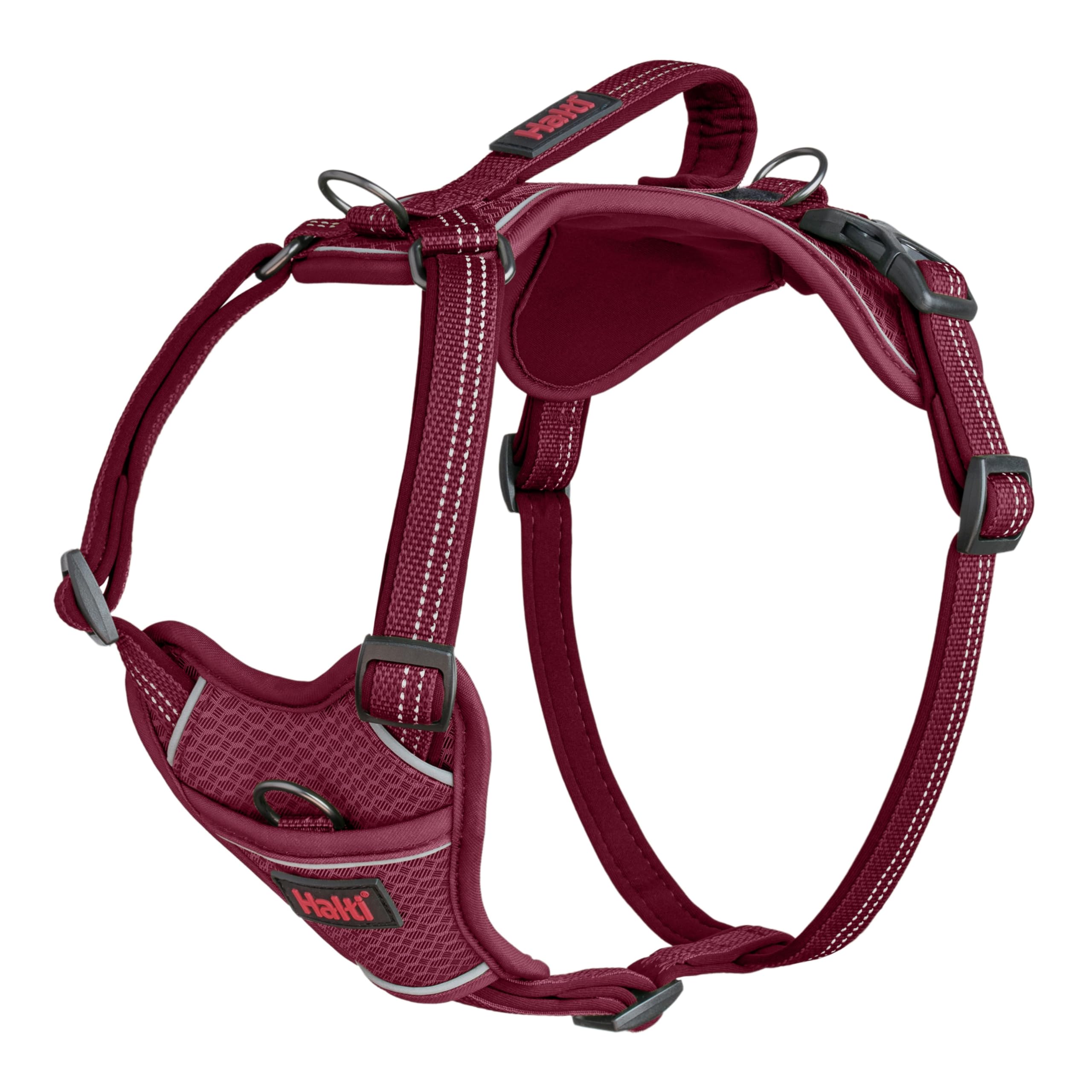 Halti Anatomy Dog Harness with Handle - Padded, Adjustable & Reflective No Pull Dog Harness, 3 Lead Attachment Points including Front Clip, Suitable for Large Dogs (Size XL, Magenta)