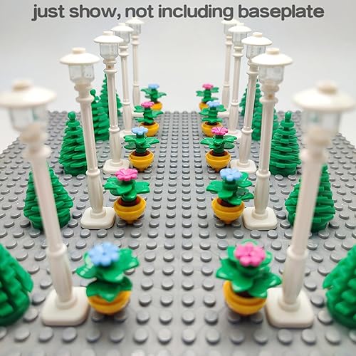 Miniatura 2 de DSPITWOD Lámpara de calle urbana para casa, jardín, accesorios de construcción con luces, árboles y macetas, juguetes compatibles con ladrillos