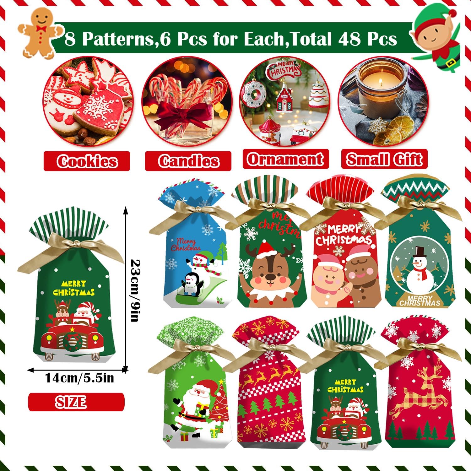 Abitoncc 3 stili di sacchetti regalo di Natale sacchetti regalo di