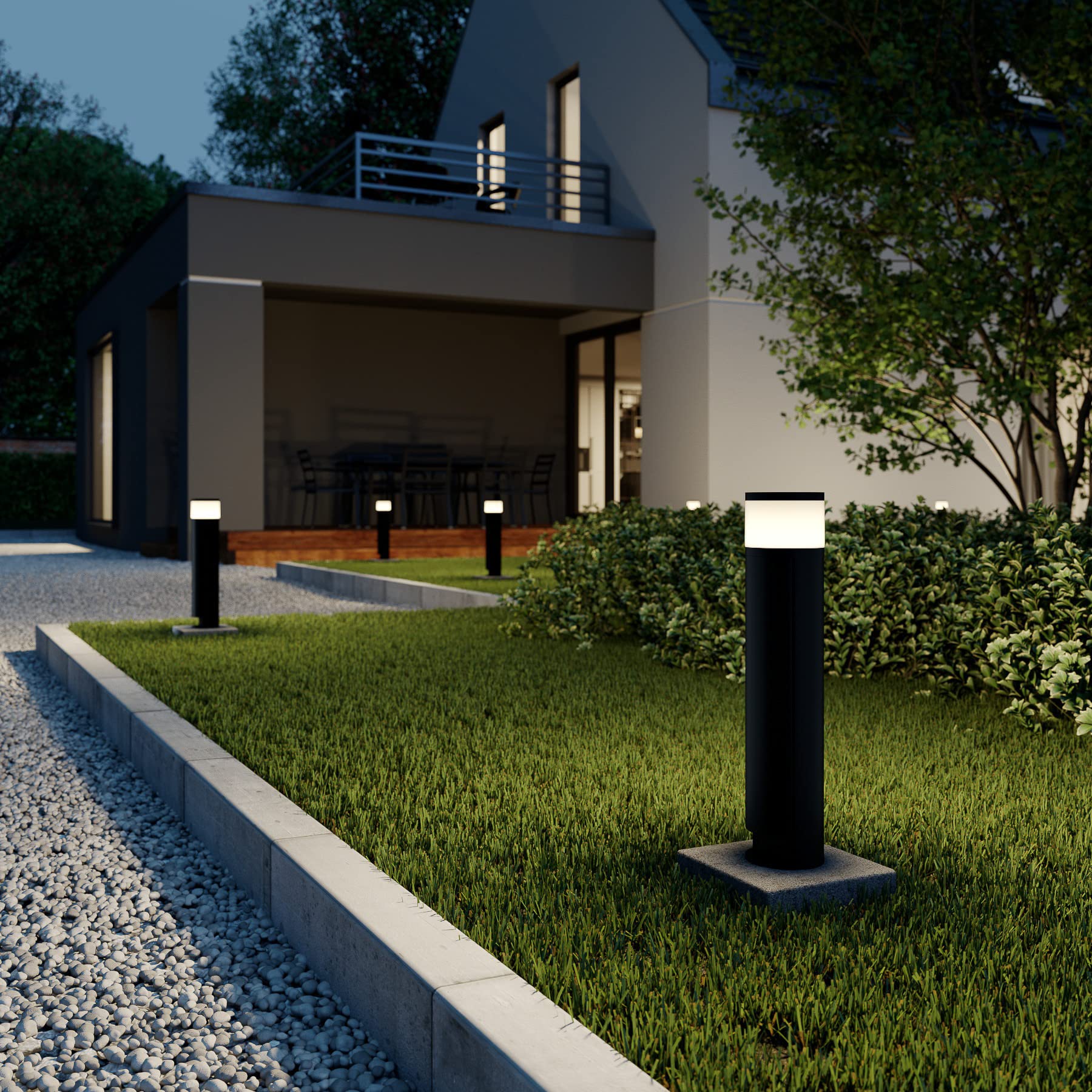 Lucande LED Sockelleuchte/Wegeleuchte mit 2 integrierten Steckdosen, Gartenlampe 47,8 cm spritzwassergeschützt IP44 3W