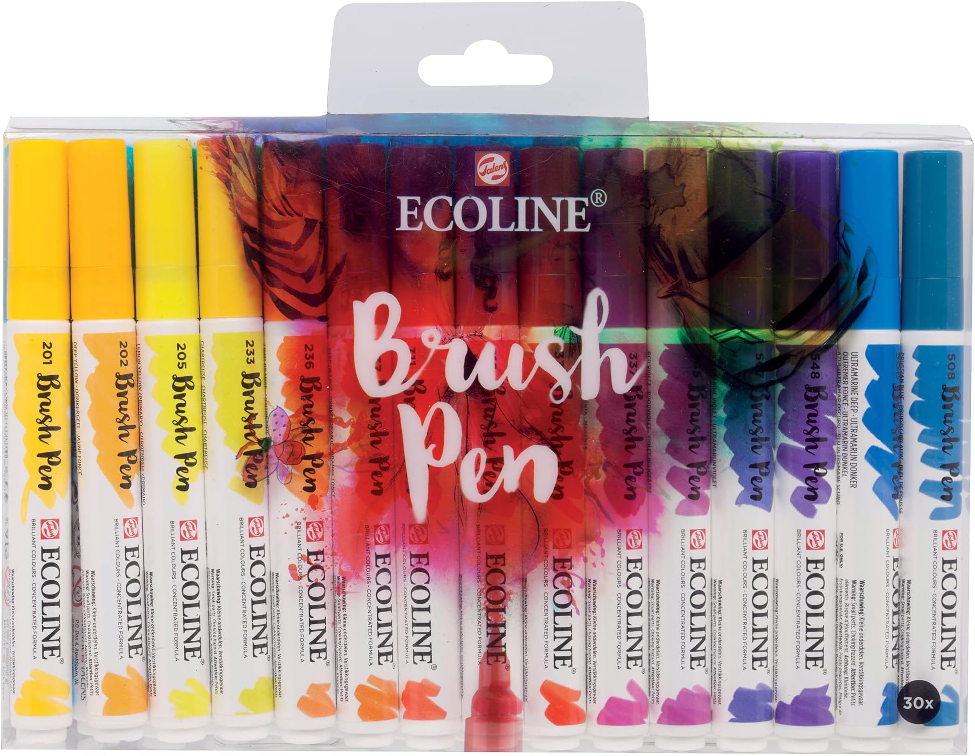 Ecoline Brush Pen Set of 30 Liquid Watercolour Pencils - Basic Tones | Mixable Brush Pens for Hand Lettering, Drawing and Crafts
