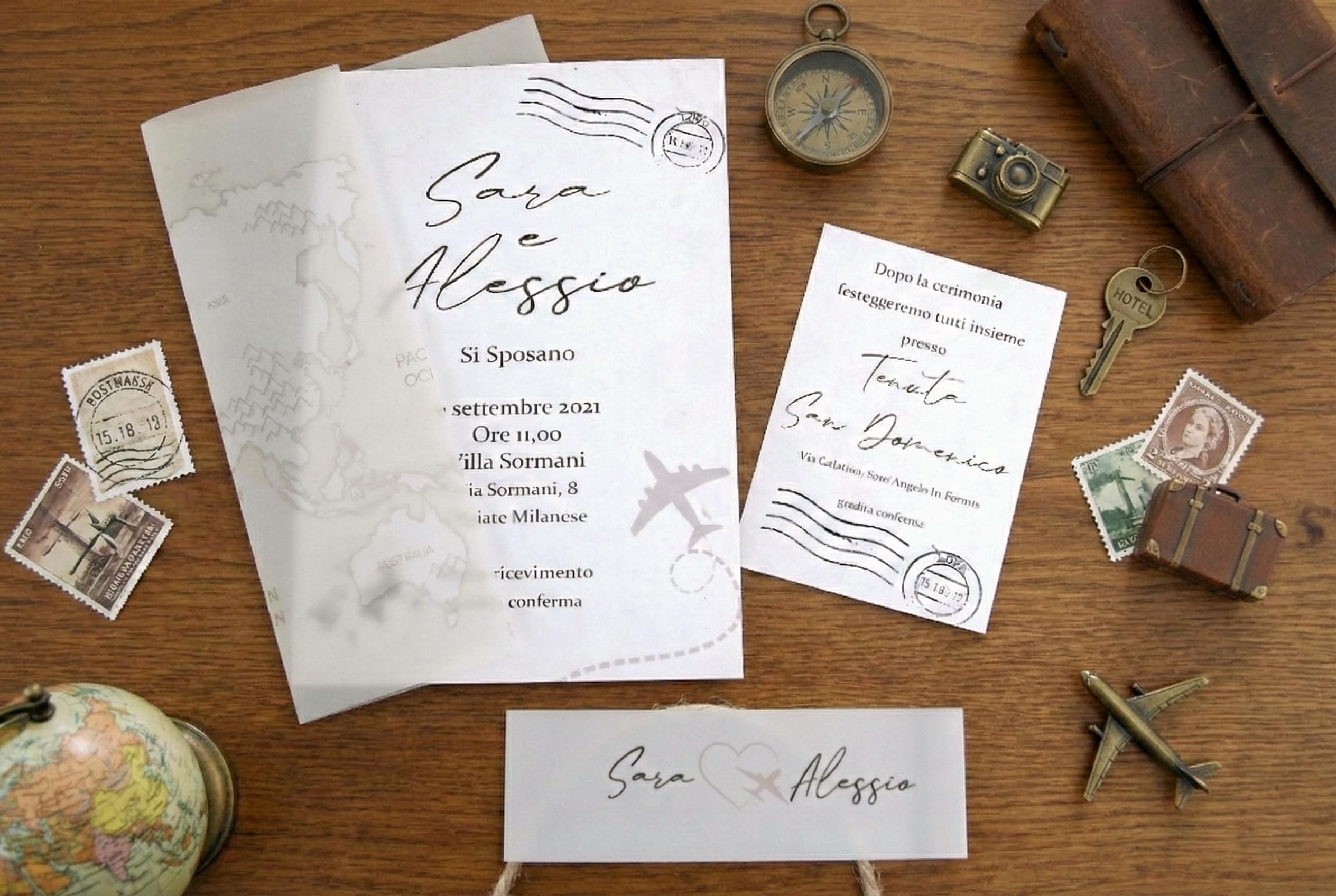 Partecipazioni matrimonio personalizzate vellum - inviti nozze con carta traslucida viaggio 10 pezzi