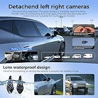 Vista 9 de Cámara de tablero de espejo de 4 canales, cámara de espejo retrovisor de 12", cámara de tablero frontal y lateral trasera (izquierda, derecha)