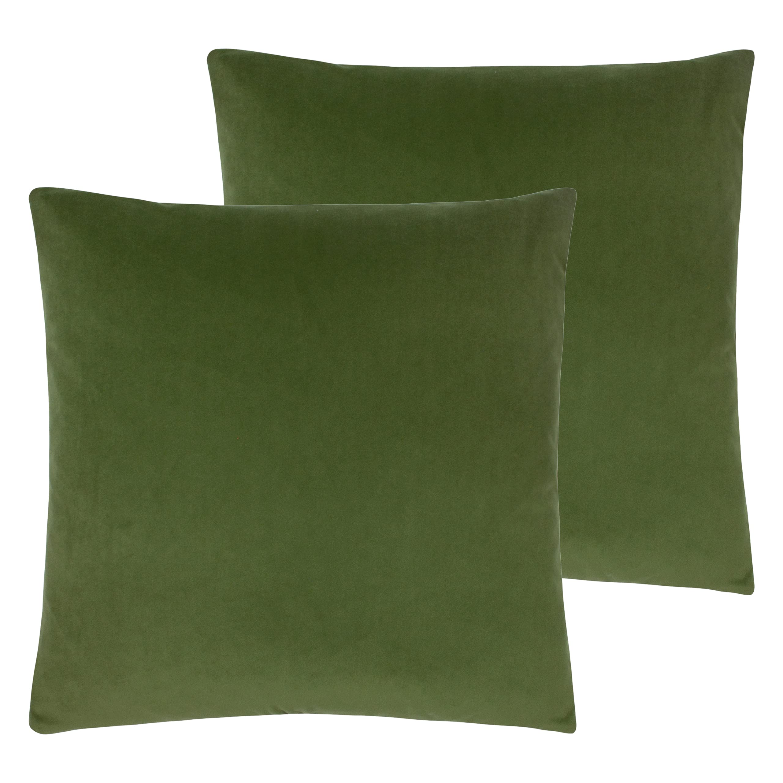 Evans Lichfield Sunningdale Cushions - Olive Green - 50 x 50cm - Twin Pack - Polyester Filled