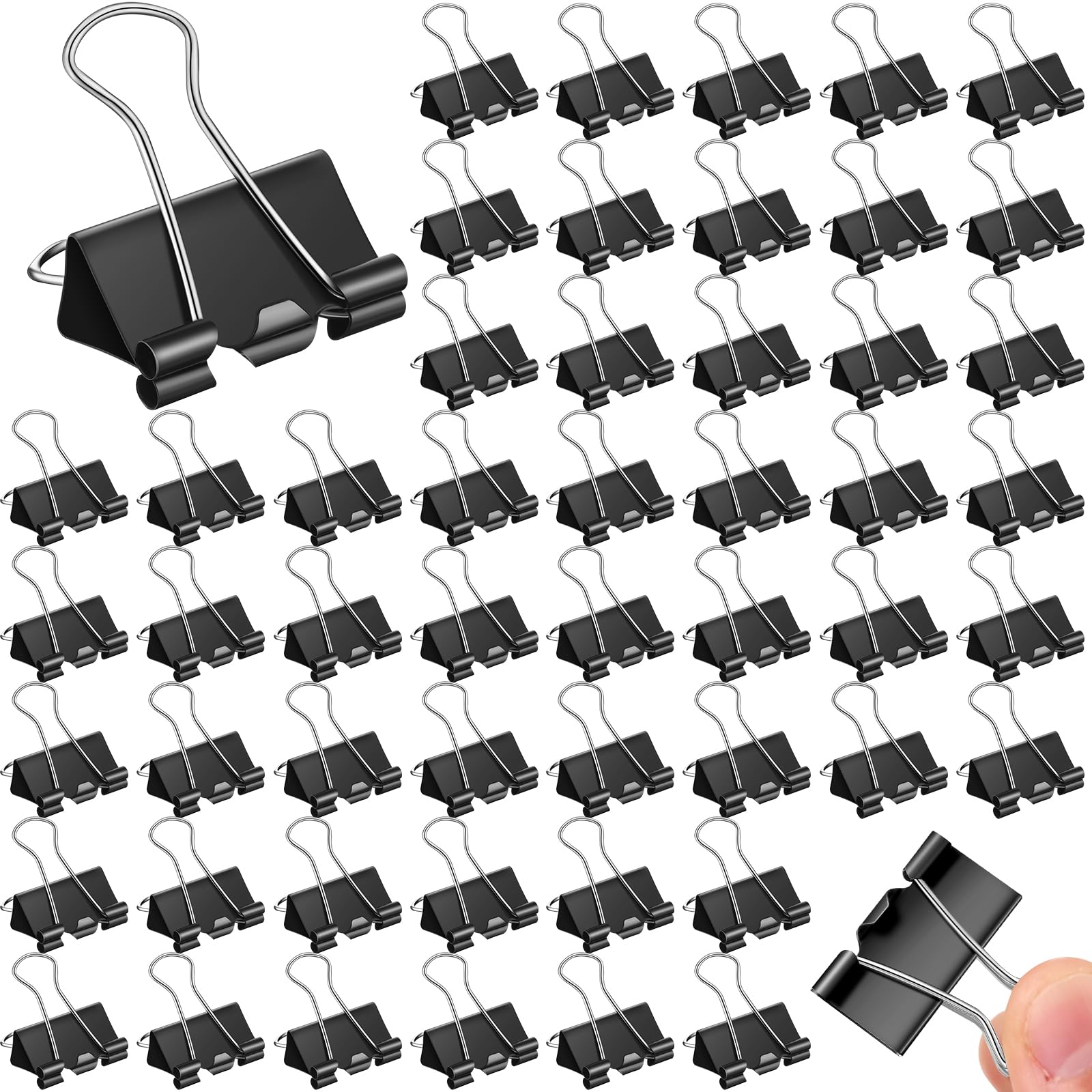 Jetec 100 Pcs Black Binder Clip Paper Clamp Metal Paper Clip, 1.25 Inch