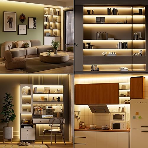 Miniatura 6 de MIWISE COB - Tira de luces LED de 65.6 pies, certificación UL, CRI 90+ regulable, 3000 K, blanco cálido, superbrillante, con control por