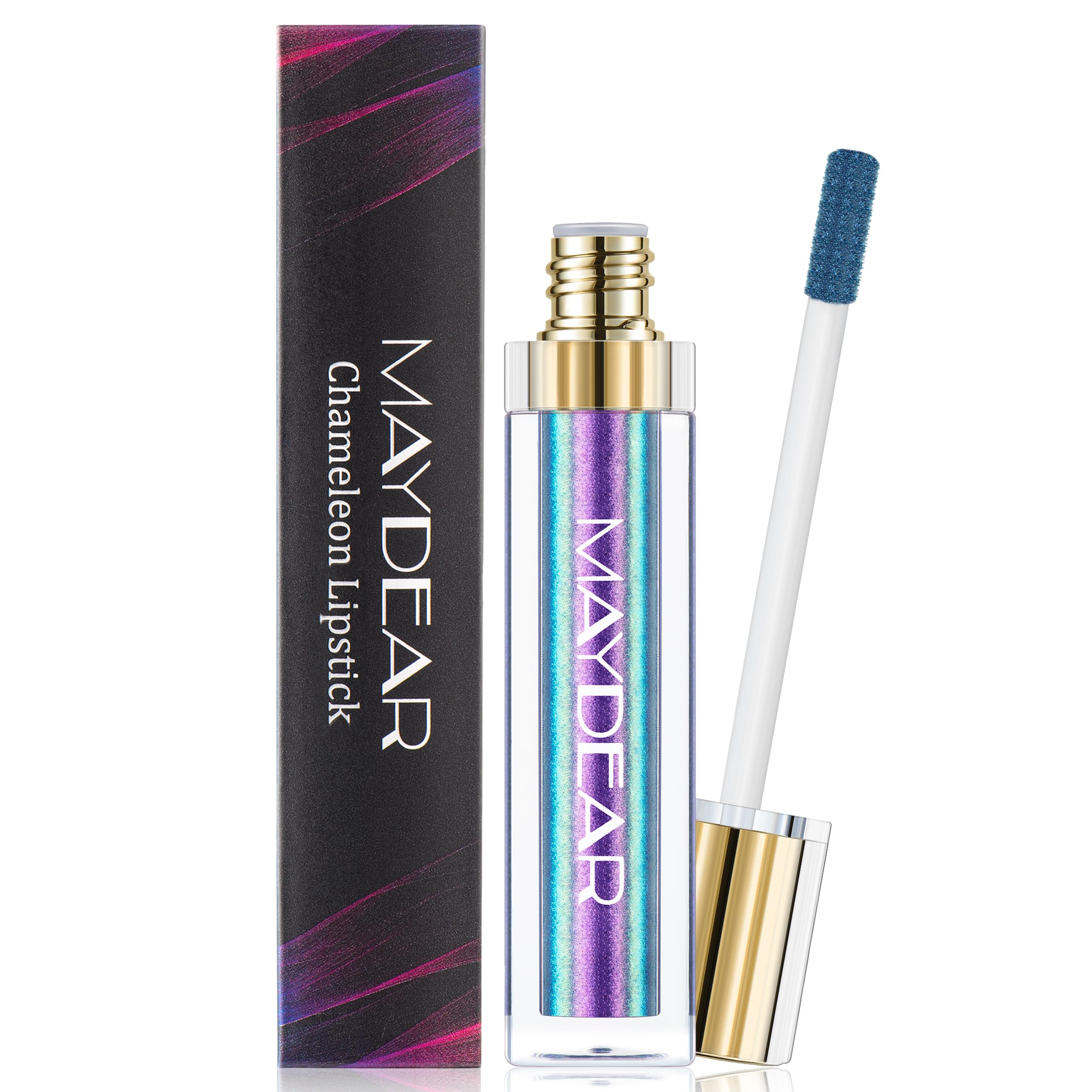 Maydear Chamäleon-Lippenstift, langlebiger, wasserfester, bunter, diamantschimmernder Lipgloss für Frauen und Mädchen, Make-up-Set