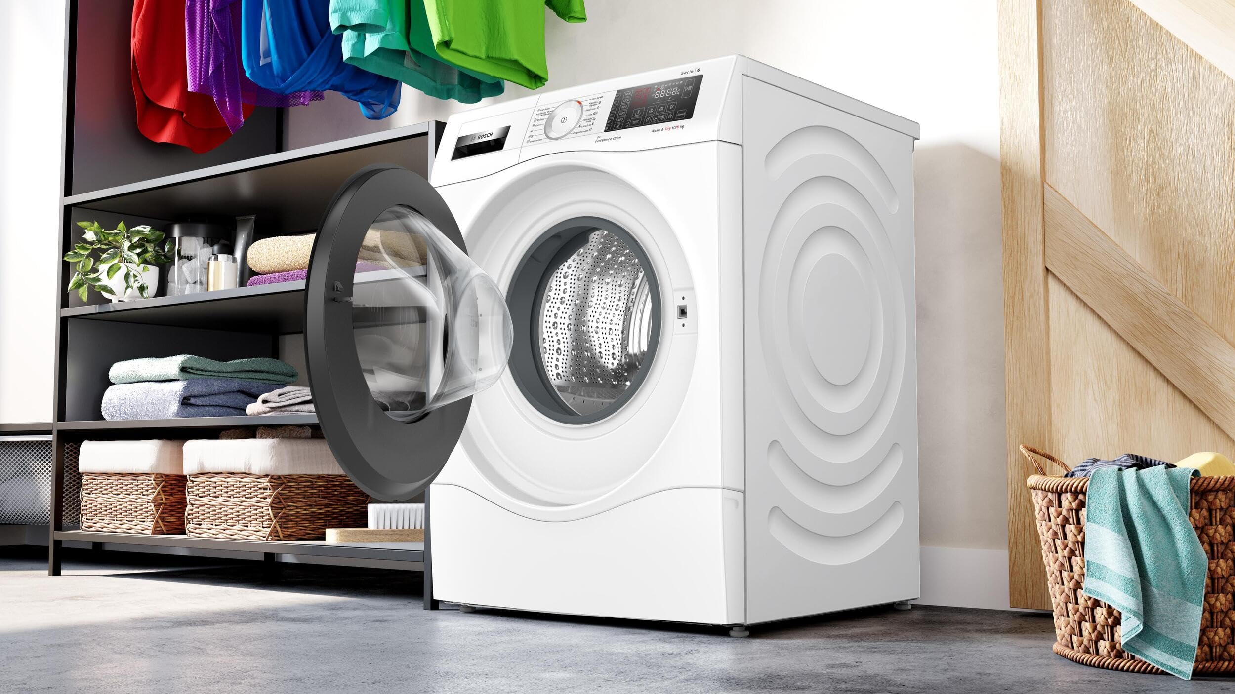 Bosch - Lavadora-secadora 10/6 kg, Serie 6, AutoDry, DirectSelect, Iron Assist, blanco, WDU8H541ES