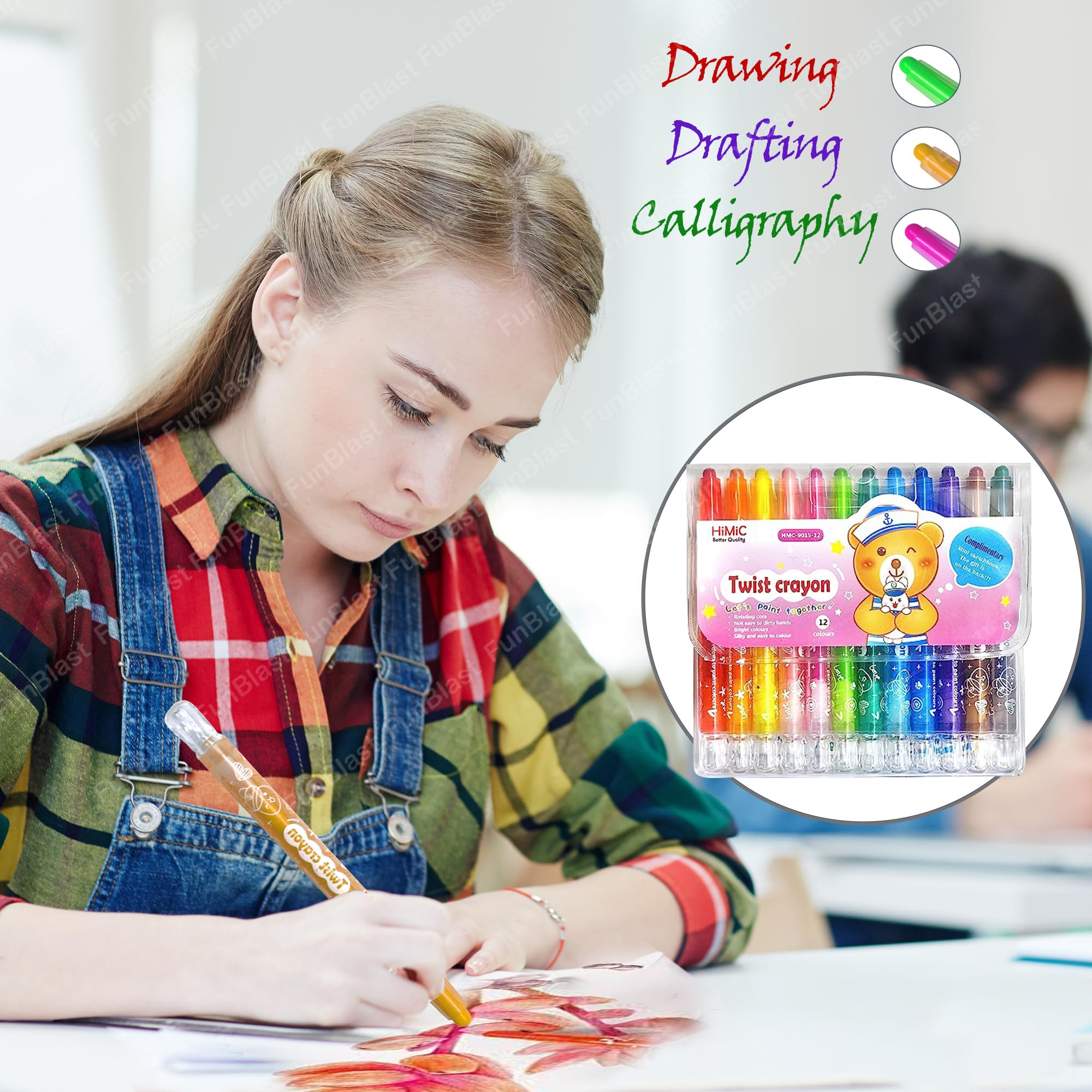 FunBlast Twist Crayons for Kids -12 Pcs Crayon Set, Coloring Kit for Kids, Crayon for Drawing & Painting for Kid, Art & Craft Kit, Birthday Return Gifts for Kid (Multicolor) - Image 7 thumbnail