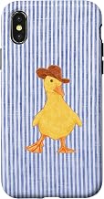 Funny Cowboy Silly Goose Cute Duck Blue Stripes Farmer Case for iPhone X/XS