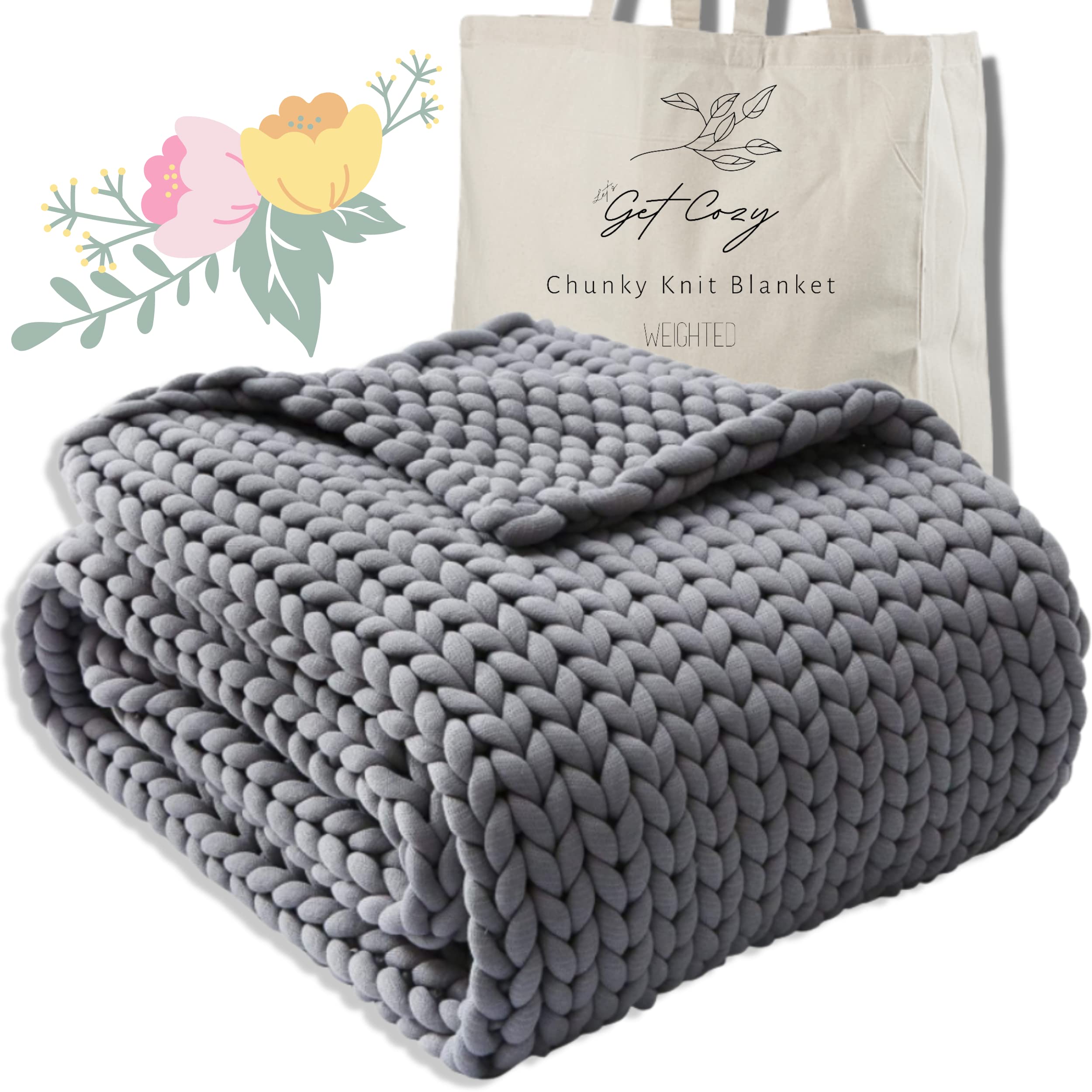 YnM Cooling Knitted Weighted Blanket， Hand Made Chunky Knit Weighted