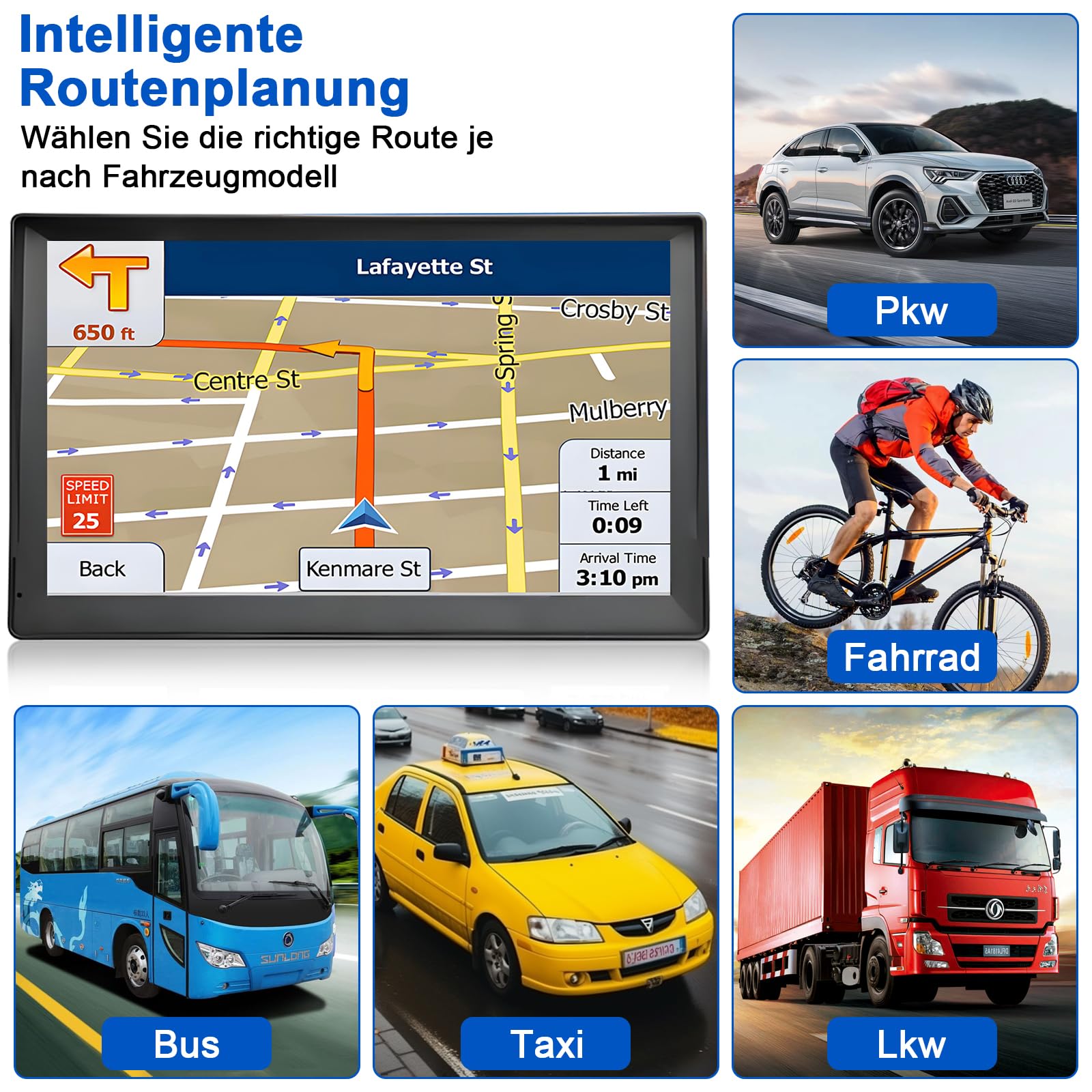 Navi für wohnmobile 9 Zoll,LKW navigationsgeräte-GPS mit Echtzeit Verkehrsinformationen,mit HD-Display und Sprachsteuerung,europäische Karten,geeignet für PKWs,Wohnmobile und LKWs