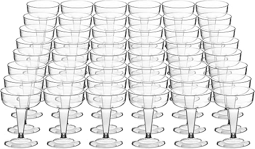 DecorRack 48 copas de cóctel, copas de champán de plástico para fiestas, perfectas para fiestas al aire libre, bodas, picnic, tallo apilable,
