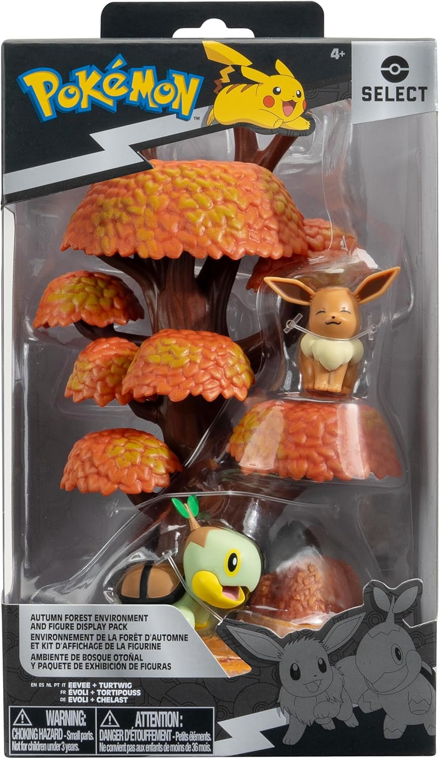Jazwares Pokemon Autumn Forest Environment - 6-Inch Multi-Level Display Set with Two 2-inch Battle Figures