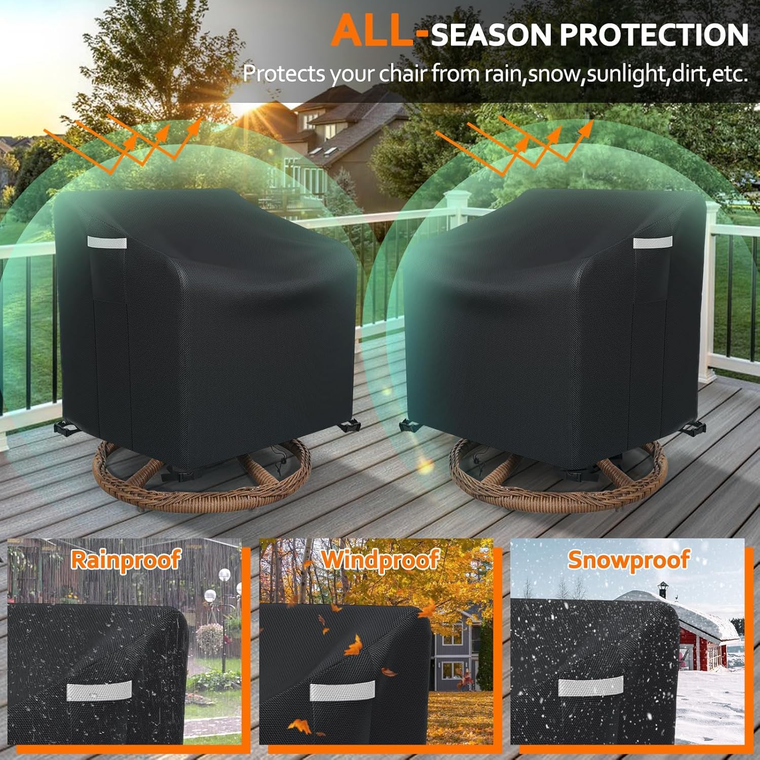 Gasadar Patio Chair Cover - 2 Pack, 33" W x 35" D x 38" H view 4