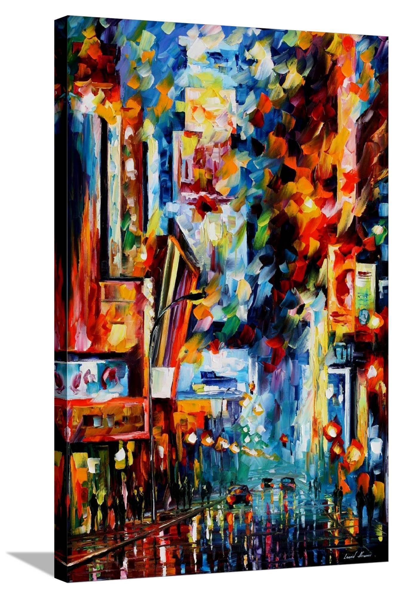 ART.COM Canvas Wall Art Prints Night Broadway by Leonid Afremov, Abstract Decor, 24" x 36"