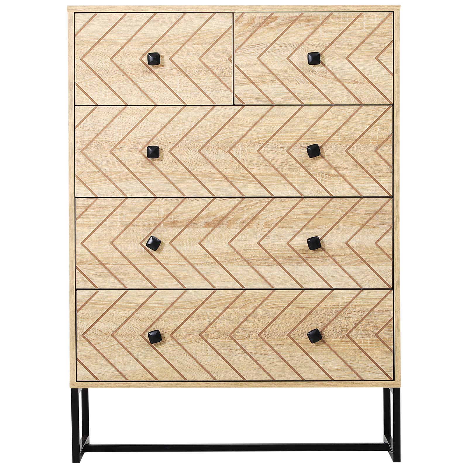 HOMCOM Armario Auxiliar Cómoda Cajonera 5 Cajones 80x39,5x110cm | Mesilla de Noche, Organizador, Almacenaje, Oficina