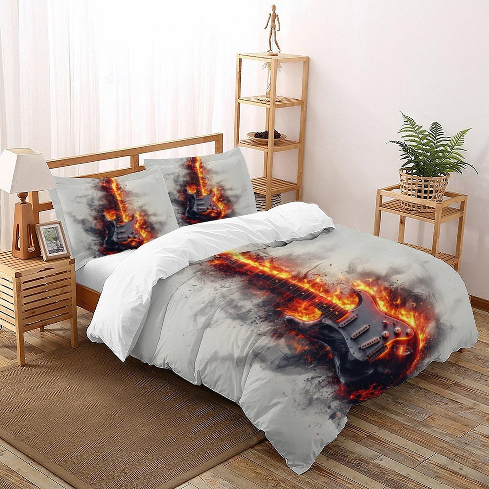 Linge de lit microfibre de qualité supérieure avec motif guitare 200x200