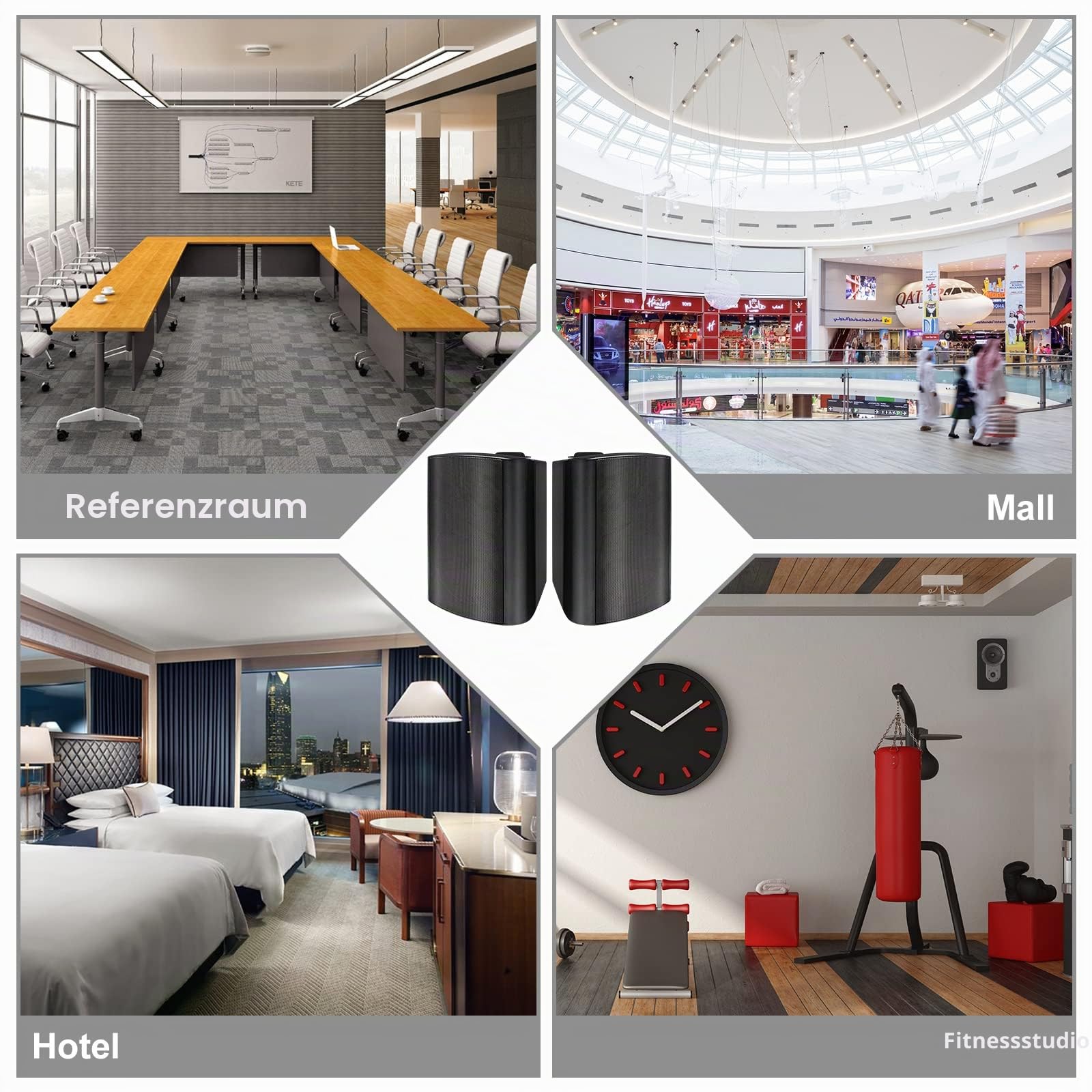 Herdio 5,25 Zoll 300 Watt Außenlautsprecher Outdoor-Lautsprecher für Outdoor Indoor Wandhalterung Patio Deck Camper Garten, Terrasse, Restaurant(1 Paar, schwarz)