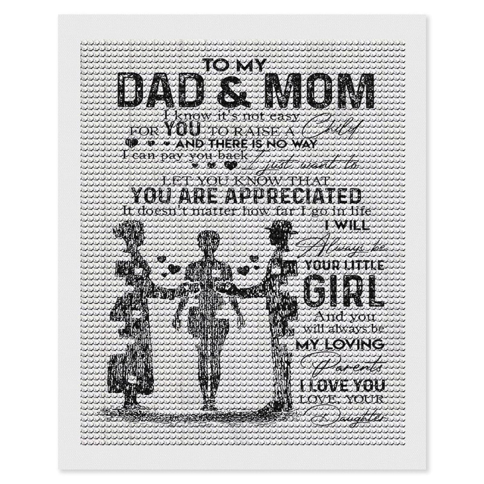 Junmoney to My Dad and Mom Diamond Painting Kit 16"x20", Adhesive Canvas, Home Wall Decor, for Beginners, Birthday Gift, Full Kit Included