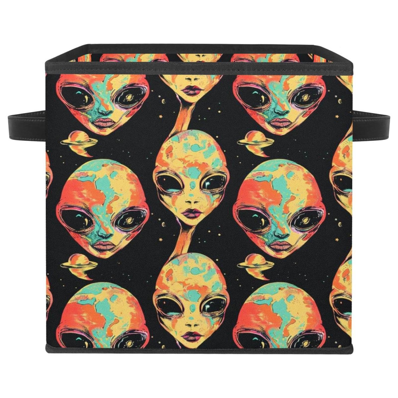 Boîte de rangement cube Bright Aliens 28cm panier pliable Oxford pour étagère