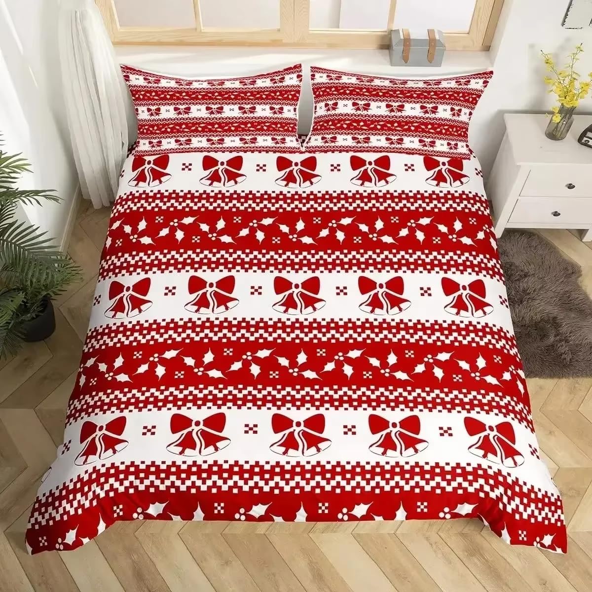 Housse de couette festive Bell Bedding, parure de lit 260x240 idéale pour les fêtes