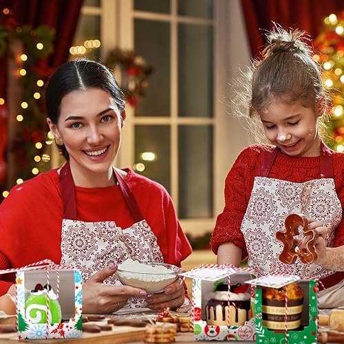 Miniatura 6 de 36 cajas de cupcakes de Navidad, cajas de galletas de Navidad con ventana, caja individual para cupcakes, contenedores de papel con insertos y