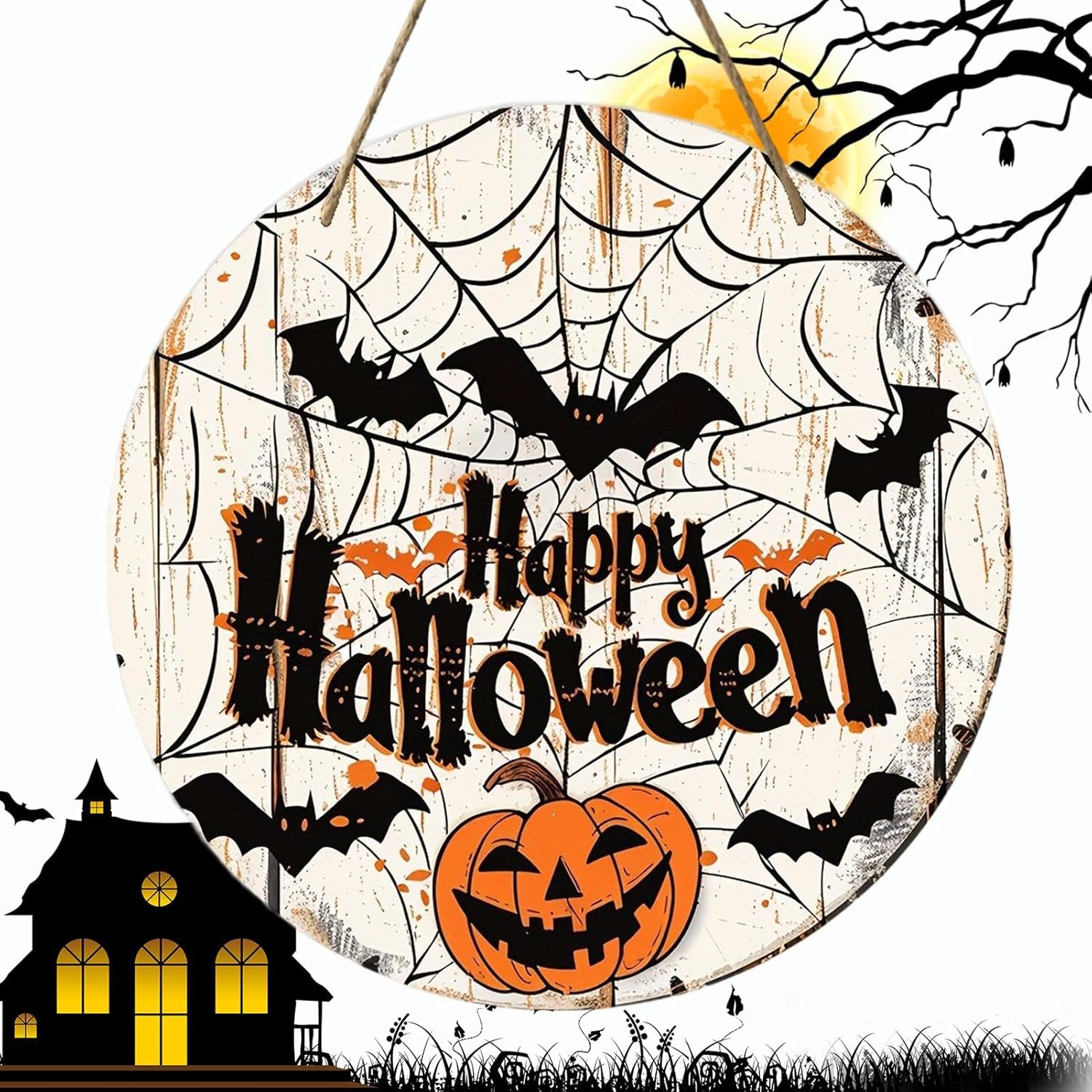 Halloween Door Sign, Spider  Sign, Wooden Halloween Decor, Farmhouse