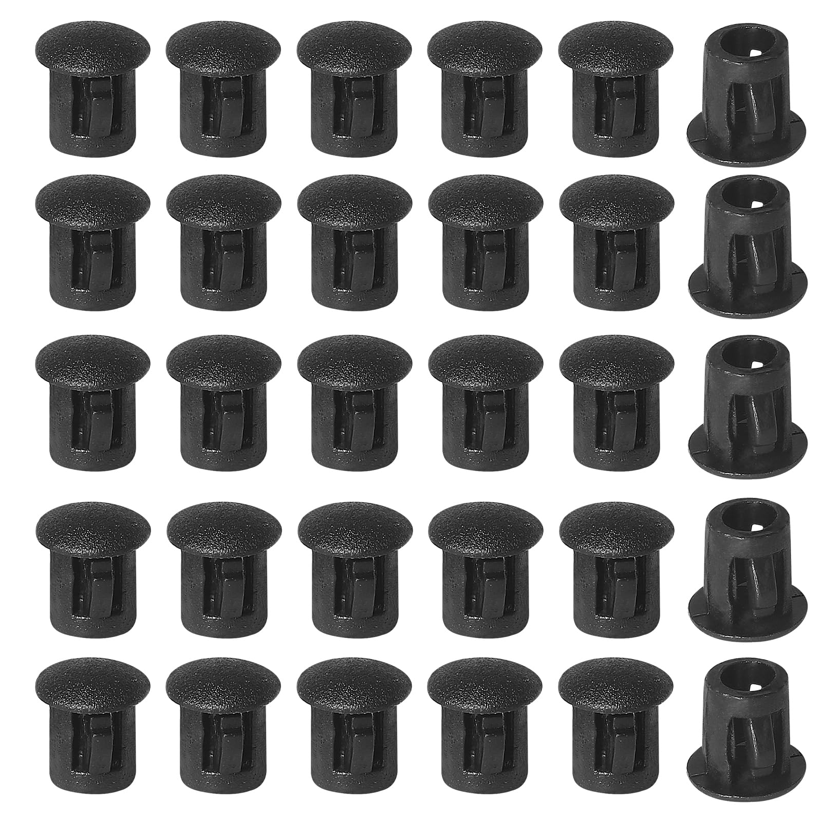 5mm Plastic Hole Plugs - Masendelk Snap-in End Caps - Black - 60pcs