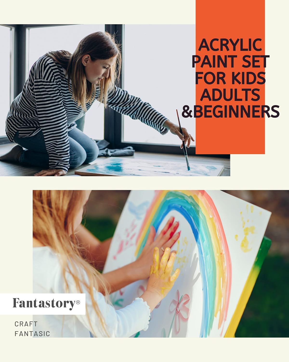 Fantastory Tempera Paint for Kids 8 Colors (8.4 oz Each) Washable Tempera Paint, Kids Poster Paint Sponge Painting, Non-Toxic Kids Paint Finger Paints Hand Paints Bottles Gifts (8 Colors 8.4 oz) : Toys & Games