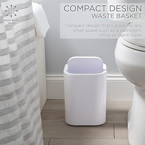 Miniatura 8 de Bath Bliss Paquete de 2 cubos de basura acrílicos de 8 L  Dimensiones 7.5 x 7.5 x 10 pulgadas  Blanco  Contemporáneo  Tapa oscilante  8 litros