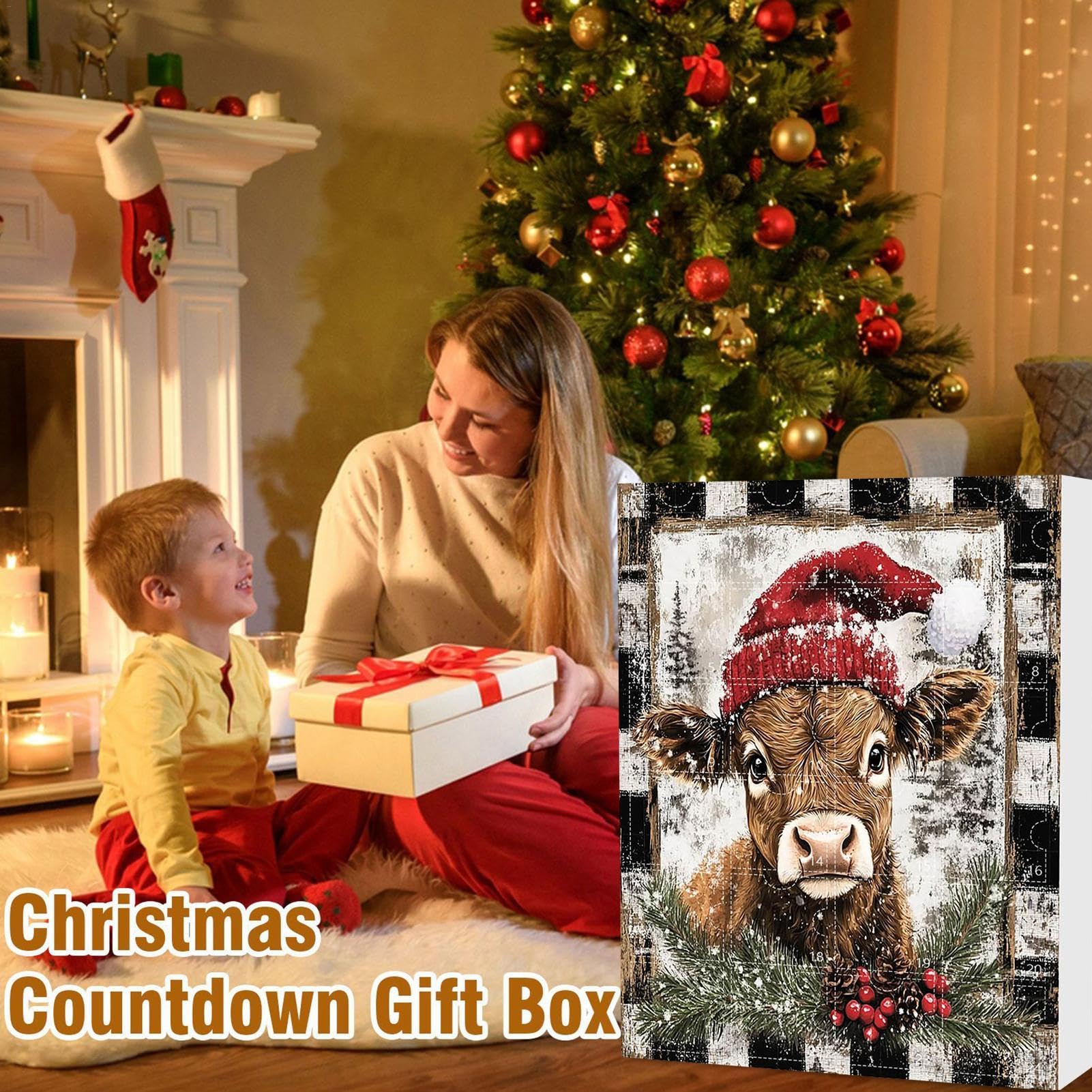 Calendario De Adviento Highland Cow 2025 - 24 Piezas, Figuras 3D De Vaca, Decoración Navideña Para Colgar, Para Niños