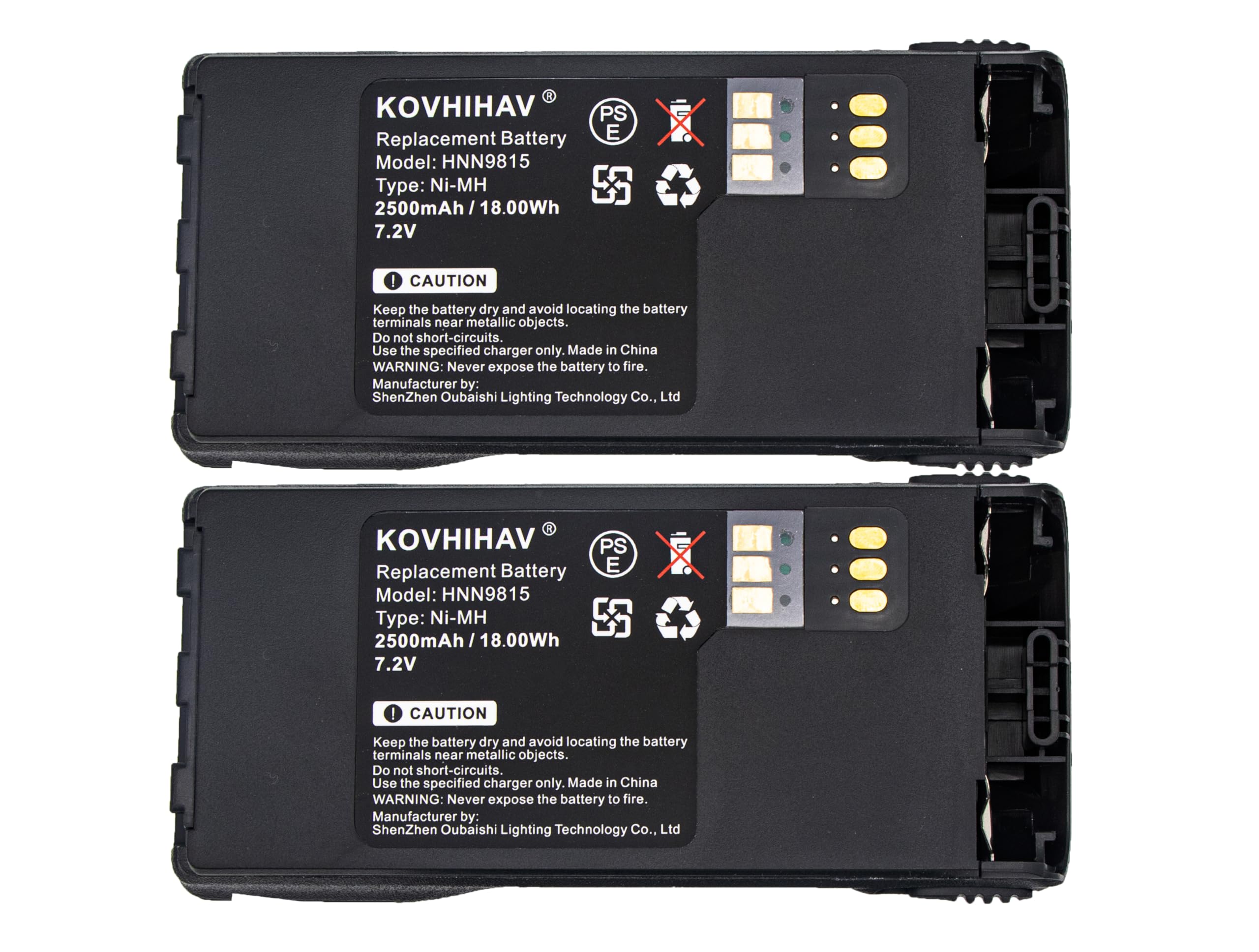 KOVHIHAV 2500mAh NTN9858C (2-Pack) Replacement Battery for Mo-to-rola XTS1500 XTS2500 PR1500 MT1500, fits Part No NTN9815/A/AR/B NTN9858/A/AR/B/C