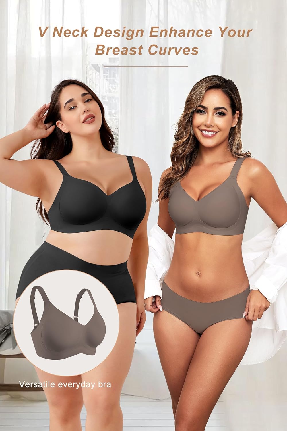 HORISUN Wireless Bras for Women Soft Comfortable No Underwire T Shirt Bra Seamless Full Coverage Bras with Support - Image 5