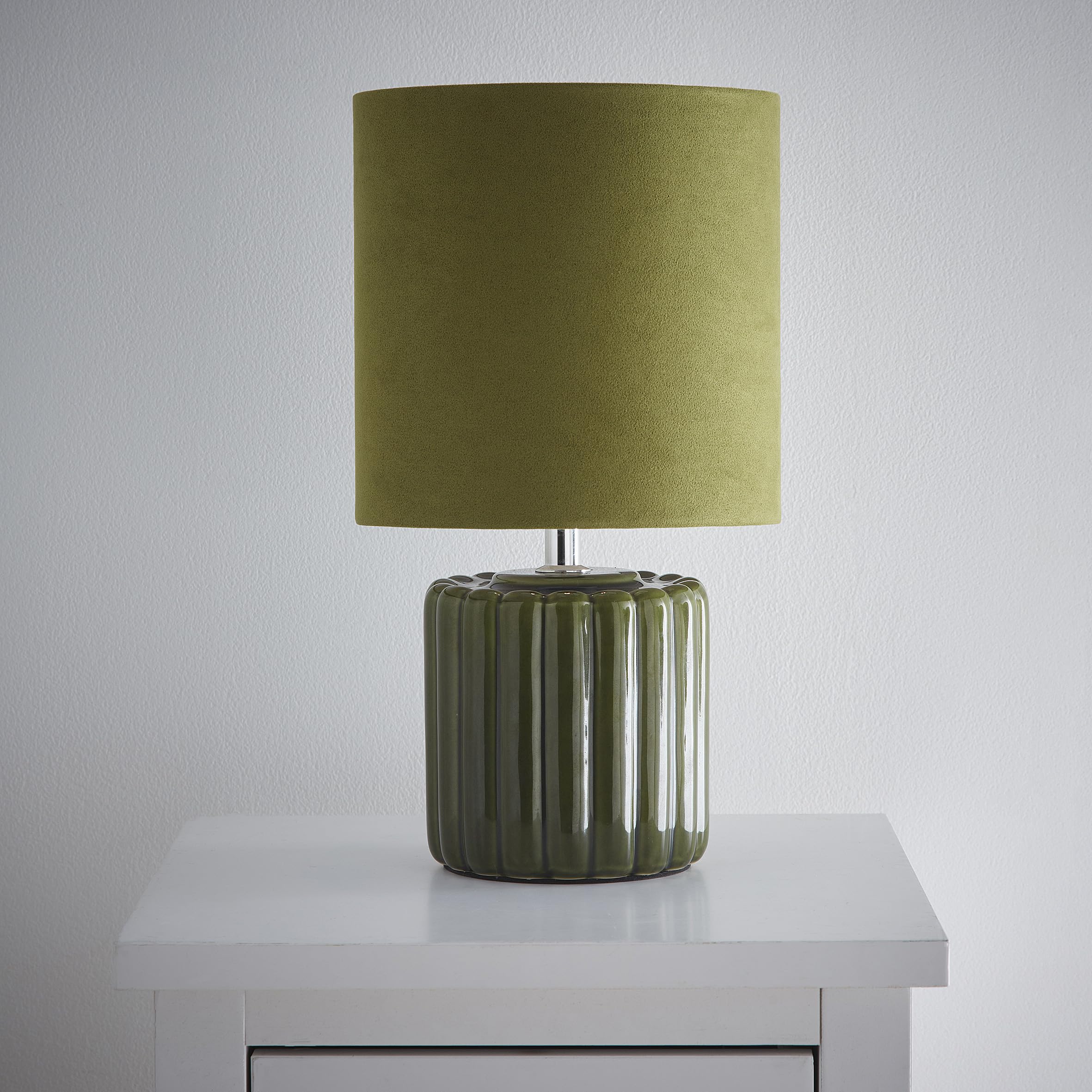 K Living Green Zoe Ceramic Table Lamp With Matching Velvet Shade