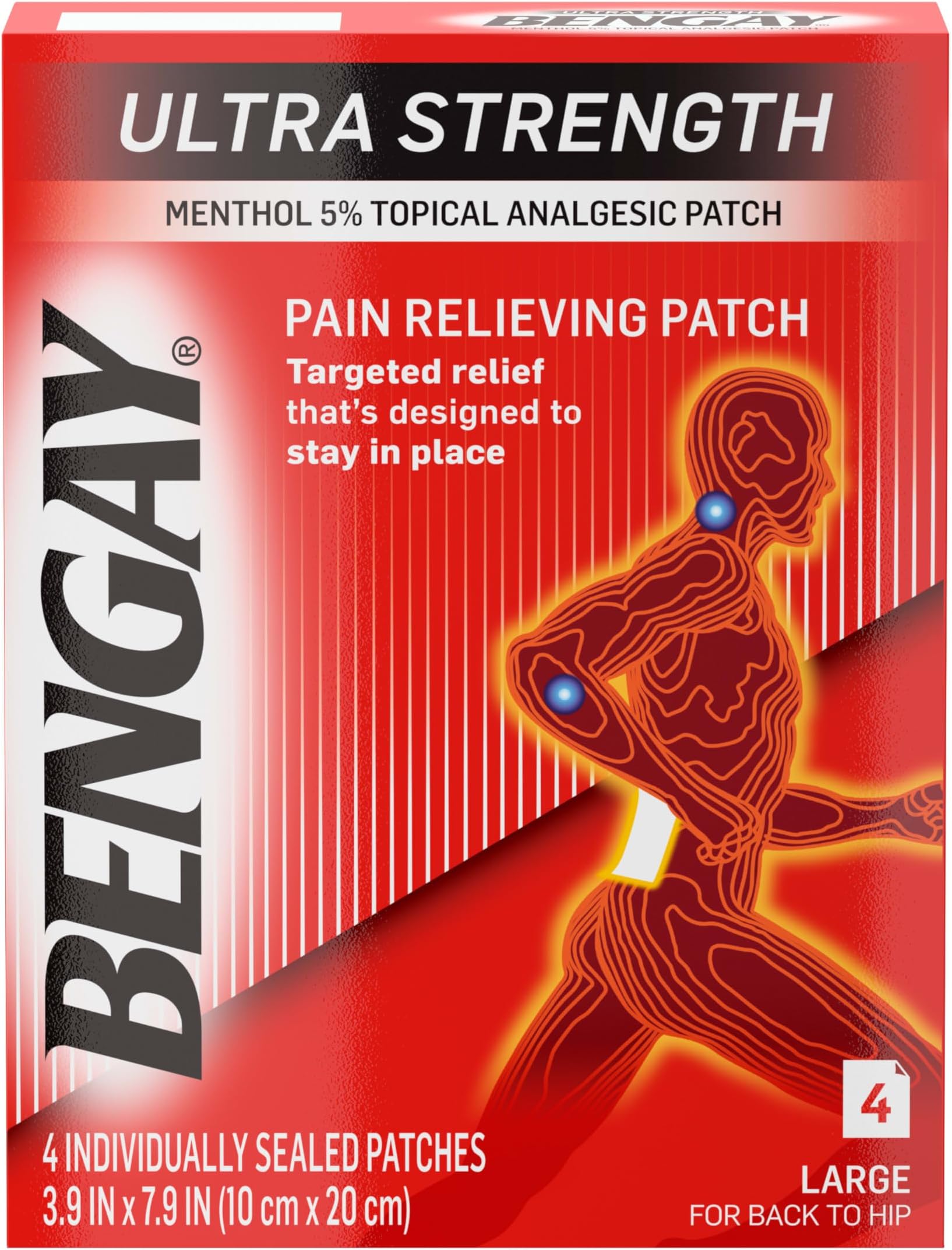 Ultra Strength Pain Relieving Patch 4 Count Multi