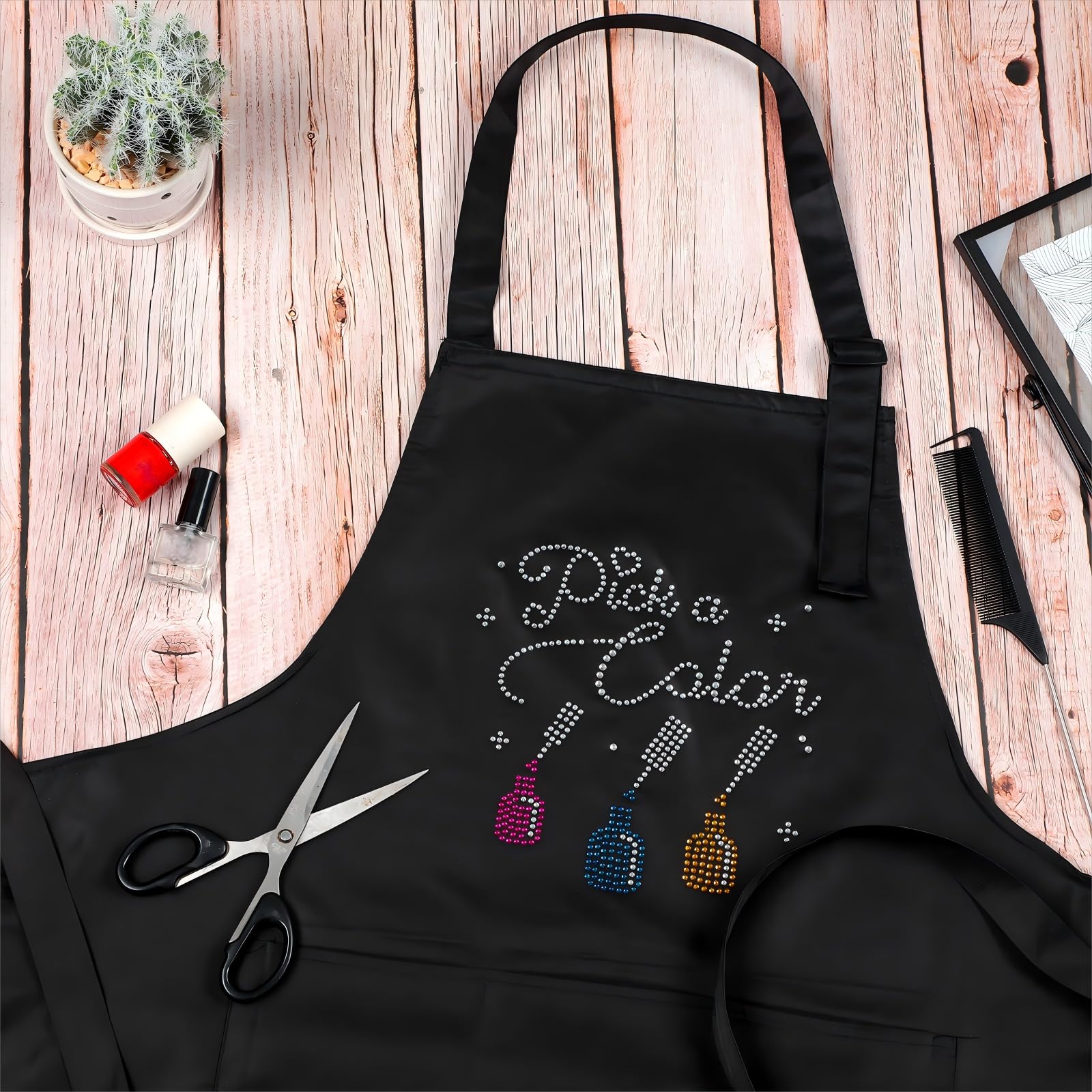 SATINIOR 2 Pcs Nail Salon Gift Nail Tech Apron with Pocket Cosmetology Bib for Manicurist Technician Artist Cafes Kitchen