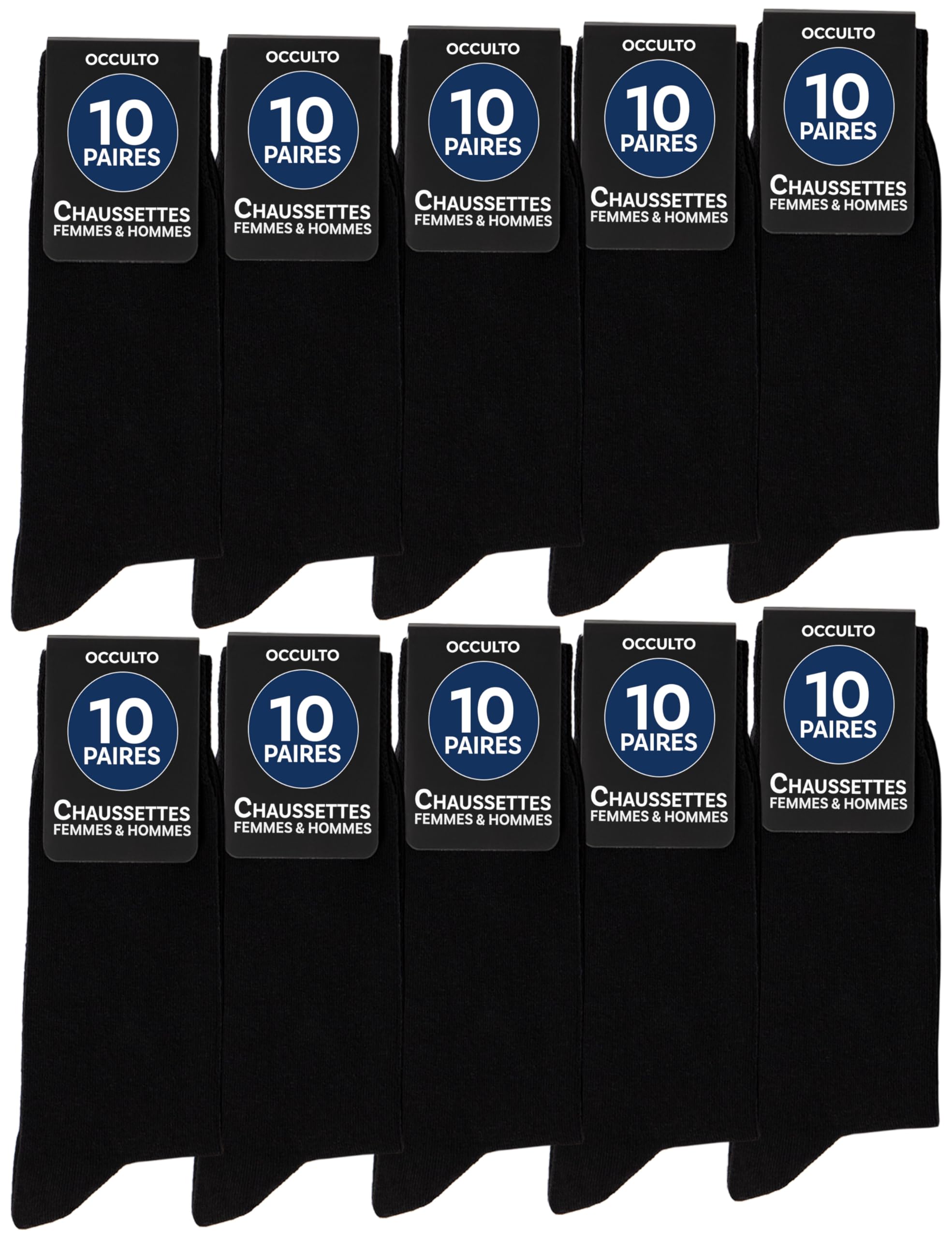 Occulto chaussettes noire homme & femme lot de 10-30 (modèle: Hermann)