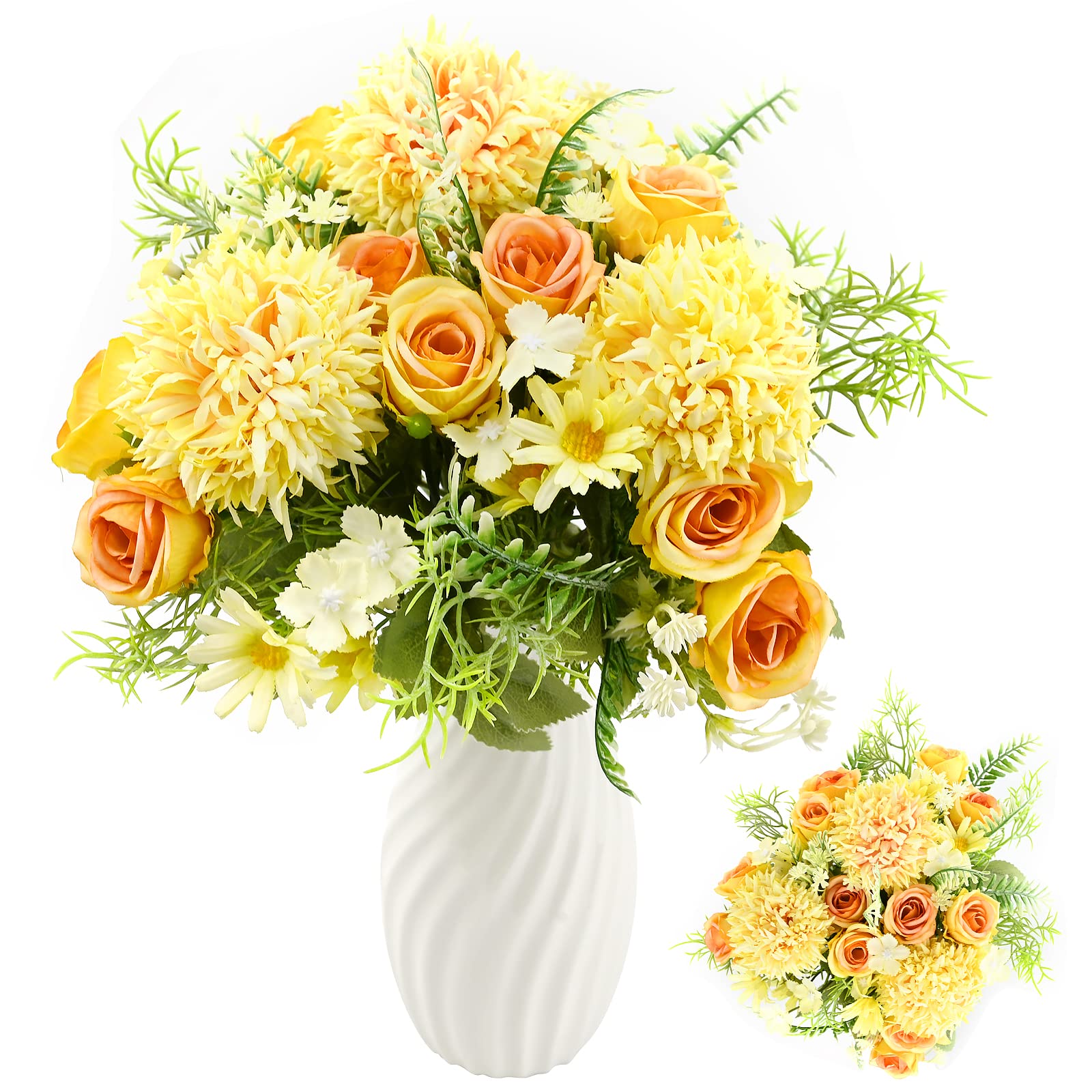 TSLBW 3 Bundles Artificial Flowers Mixed Rose Hydrangea Flower Bouquet Artificial Plants Flowers Decoration Fake Peony Silk Hydrangea Bouquet Decor for Home Wedding Office Table Decoration Gift