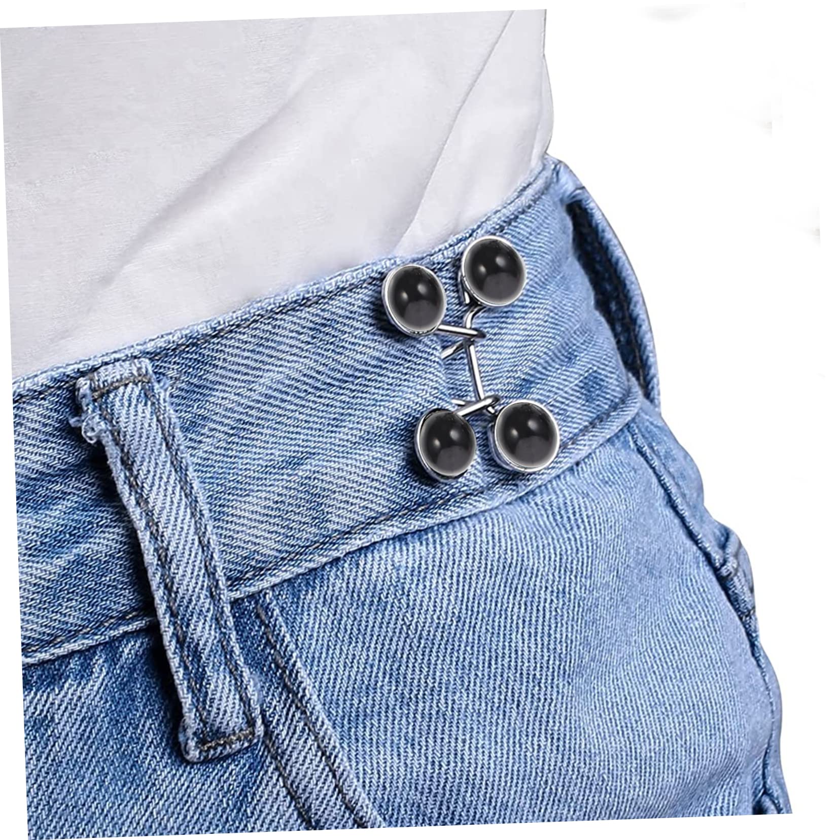 Tofficu 16 Pz bottone in vita fibbia jeans senza chiodi fibbia di regolazione della vita bottoni rimovibili bottoni jeans regolabili fornitura di in lega creativi Black