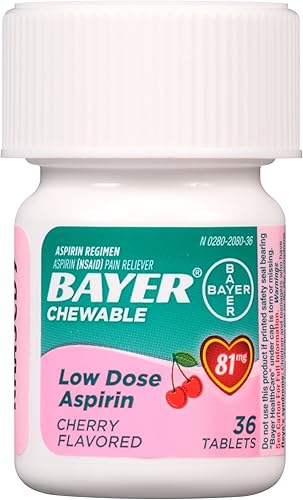 Miniatura 5 de Aspirin Régimen Bayer, tabletas masticables de 81 mg, analgésico, cereza, 36 unidades