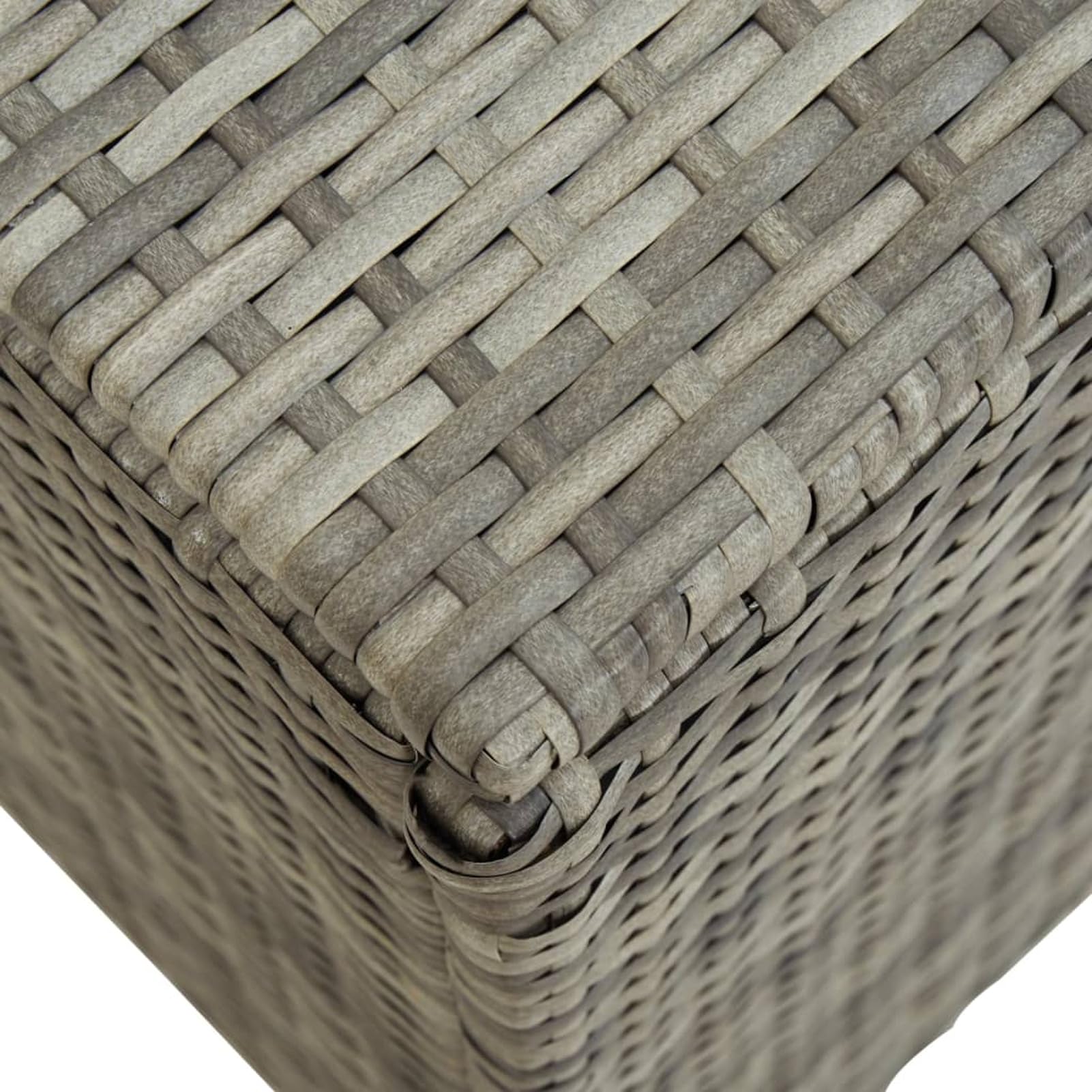 Homgoday Aufbewahrungsbox für den Garten, Truhe für den Außenbereich, Sitzbank für den Außenbereich, mit Aufbewahrungsbox, aus Polyrattan, 200 x 50 x 60 cm, Grau